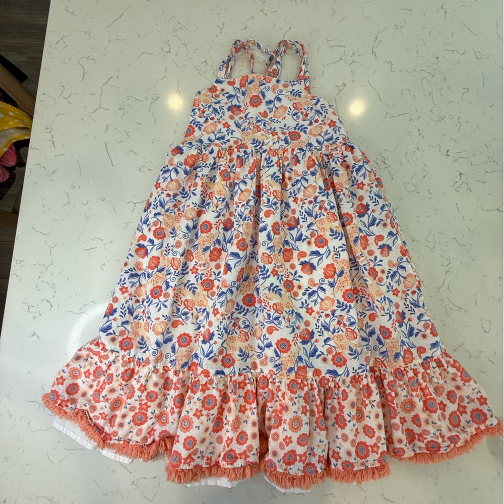 Haute Hippie White and Orange Sleeveless Halter Sundress